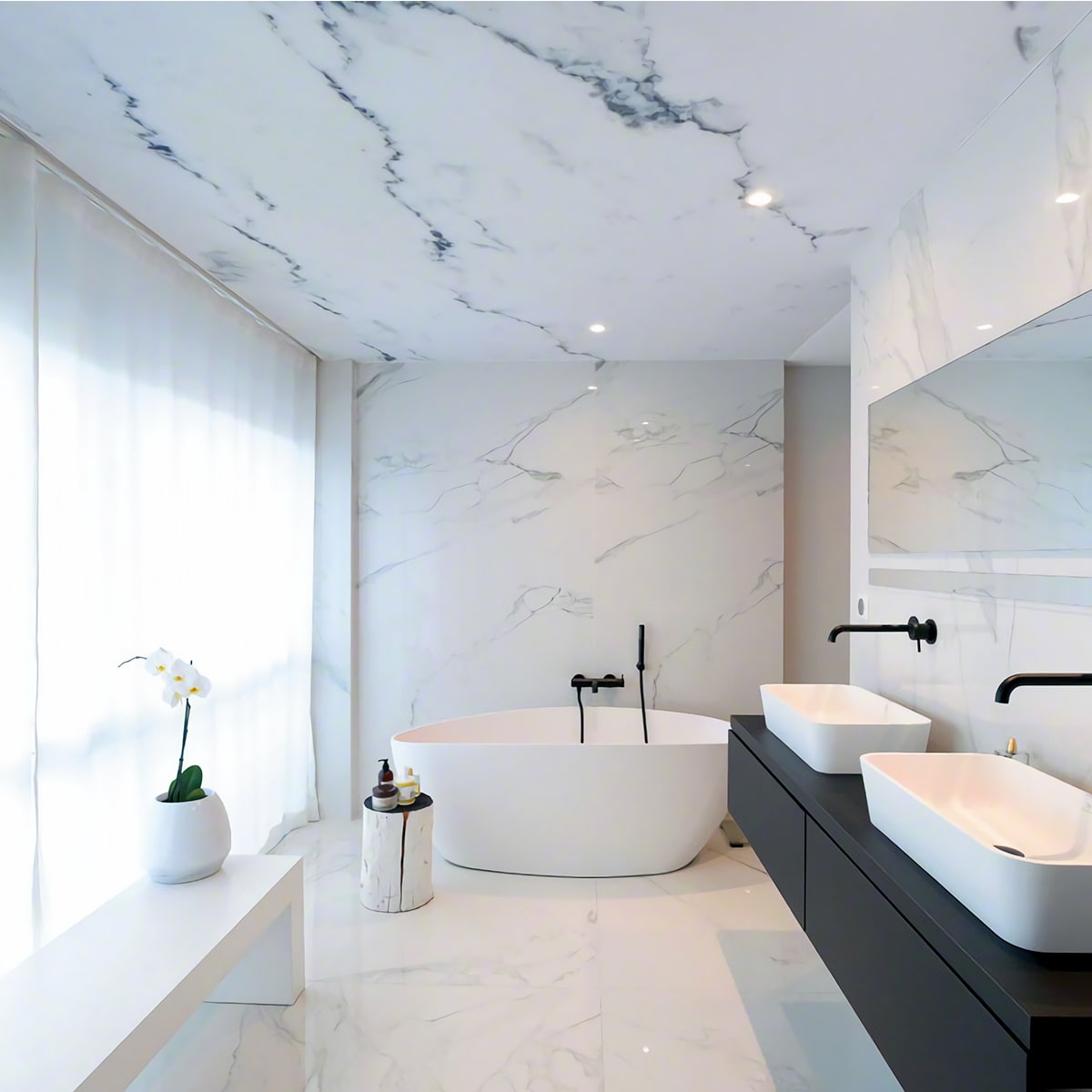 placas símil mármol baño